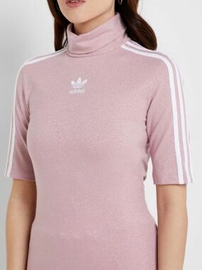 adidas Pink Sparkle Short-Sleeve Turtleneck Sweater